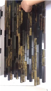 Black Metal Mosaic Floor Pattern Glass Mosaic Art