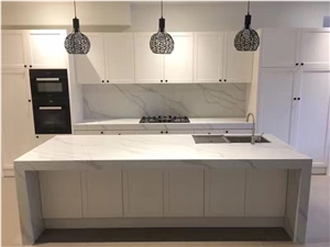 Calacatta Nuvo Quartz Stone Kitchen Countertops Island Bar Top