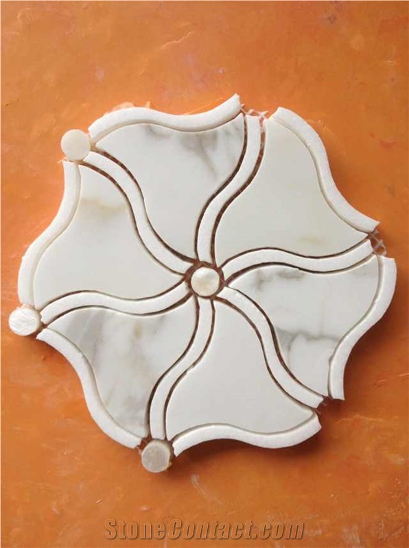 Cheap Mosaic Tiles Bianco Calacatta Gold Marble Mosaic Pattern