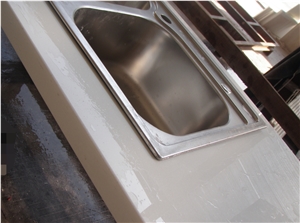 Crystallized Nano Prefab White Marble Kitchen Top Island