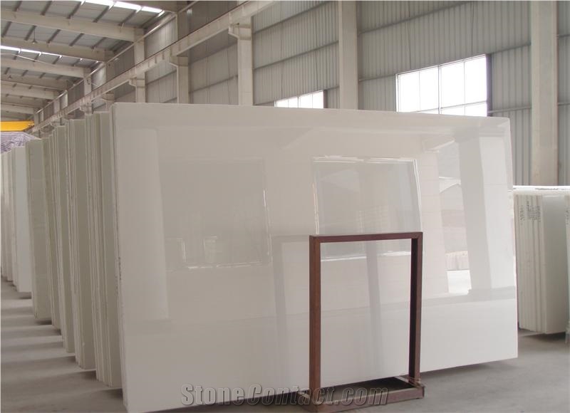 Crystallized Nano Prefab White Marble Kitchen Top Island
