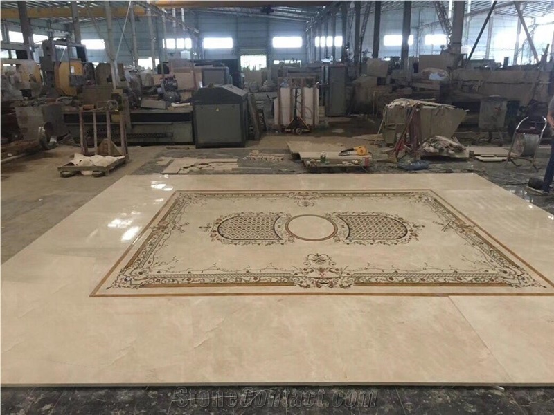 Custom Design Marble Carpet Meddalions Marble Waterjet Floor Pattern