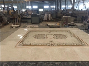 Custom Design Marble Carpet Meddalions Marble Waterjet Floor Pattern