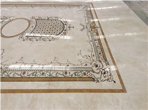 Custom Design Marble Carpet Meddalions Marble Waterjet Floor Pattern
