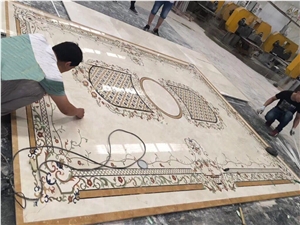 Custom Marble Medallions Complicated Waterjet Medallions Crema Marfil
