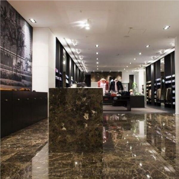 Custom Marble Table Top Dark Emperador Reception Counter for Interior