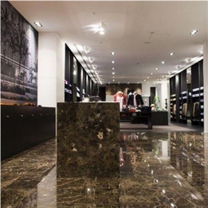 Custom Marble Table Top Dark Emperador Reception Counter for Interior Custom Marble Table Top Dark Emperador Reception Counter for Interior