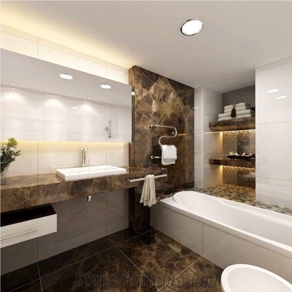 Custom Marble Table Top Dark Emperador Reception Counter for Interior