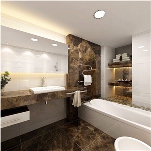Custom Marble Table Top Dark Emperador Reception Counter for Interior