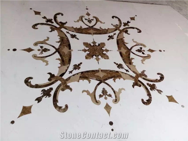 Flower Marble Waterjet Medallions Round Square Decorative Floor