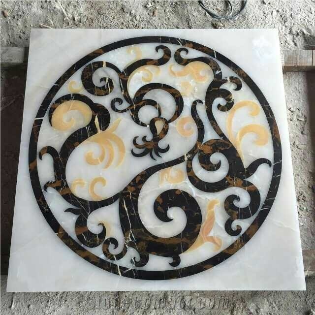 Flower Marble Waterjet Medallions Round Square Decorative Floor