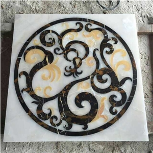 Flower Marble Waterjet Medallions Round Square Decorative Floor