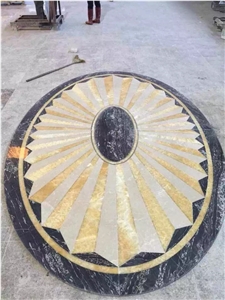 Flower Marble Waterjet Medallions Round Square Decorative Floor