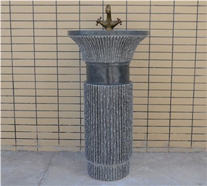 G654 Sesame Black Wash Sinks,Padang Dark Grey Pedestal Vessel Basins