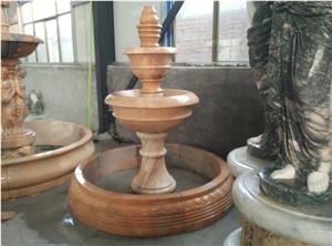 Hand Carved Beige Marble Human Sculptured Stone Garden Small Fountain