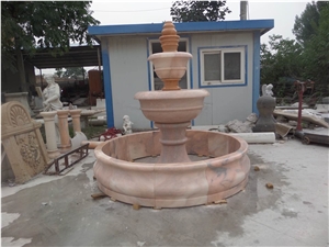 Hand Carved Beige Marble Human Sculptured Stone Garden Small Fountain