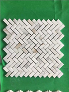 Herringbone Carrara White Marble Mosaic Pattern for Kitchen
