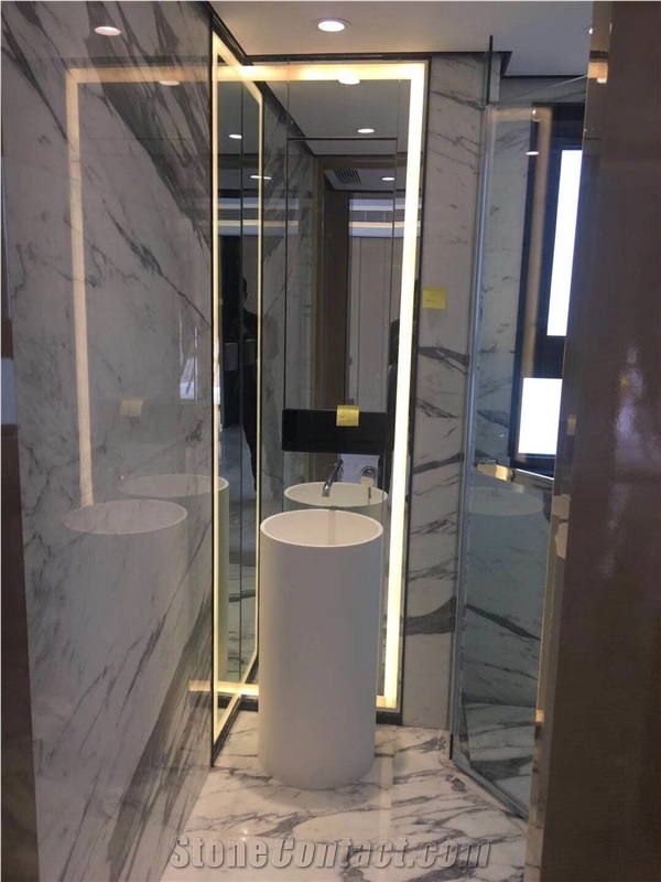 Italian White Statuary White Marble Commercial Counter Table Top