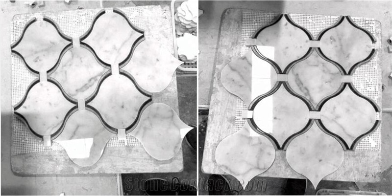 Italy Carrara White Marble Mosaic Tile,Arabesque Lantern Design Mosaic