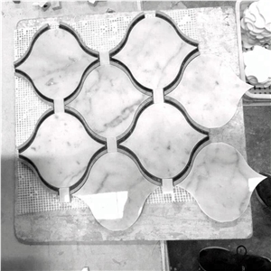 Italy Carrara White Marble Mosaic Tile,Arabesque Lantern Design Mosaic