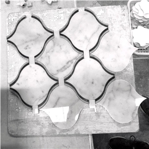 Italy Carrara White Marble Mosaic Tile,Arabesque Lantern Design Mosaic