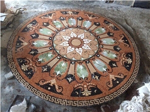 Marble Waterjet Medallion Rosso Verona Outer Circle Round Medallion