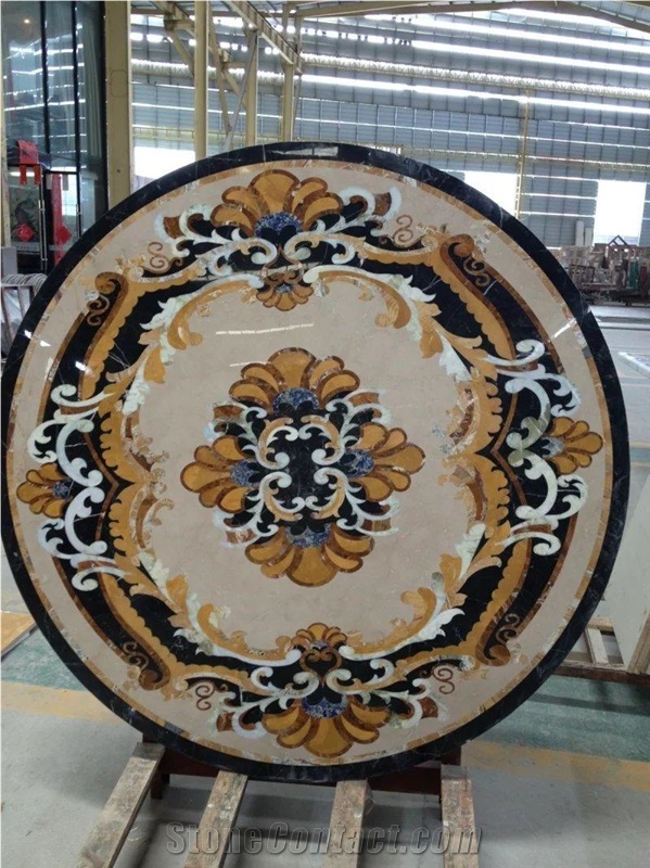 Marble Waterjet Medallion Rosso Verona Outer Circle Round Medallion