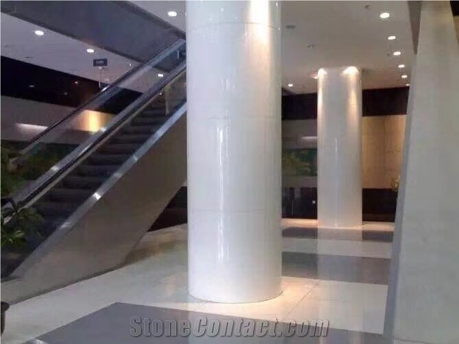 Nano White Slab Crystallized Column Artificial Stone