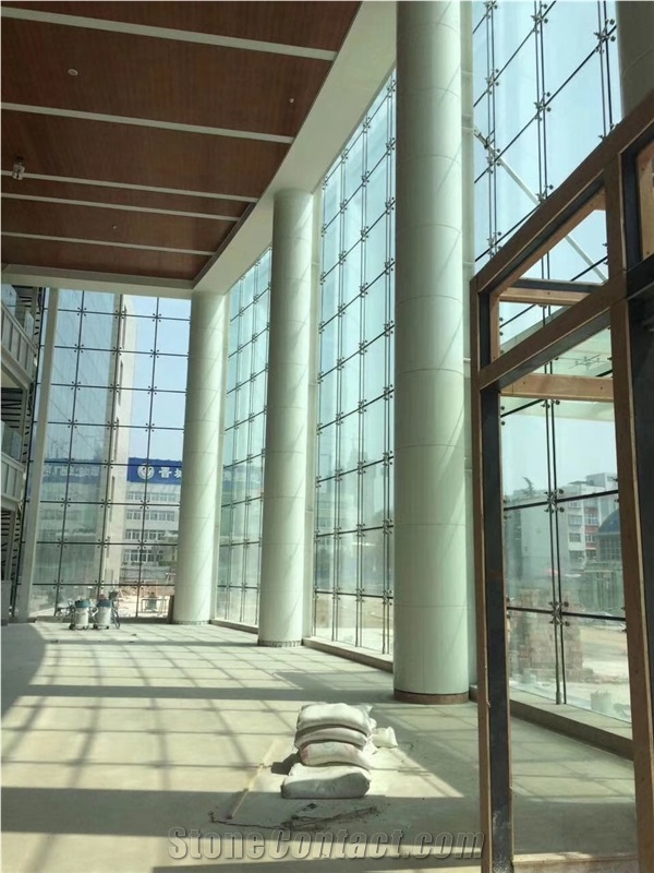 Nano White Slab Crystallized Column Artificial Stone