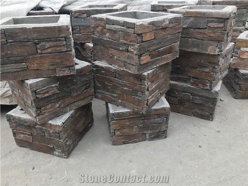 Natural Slate Split Face Culture Stone Column Wall Cladding