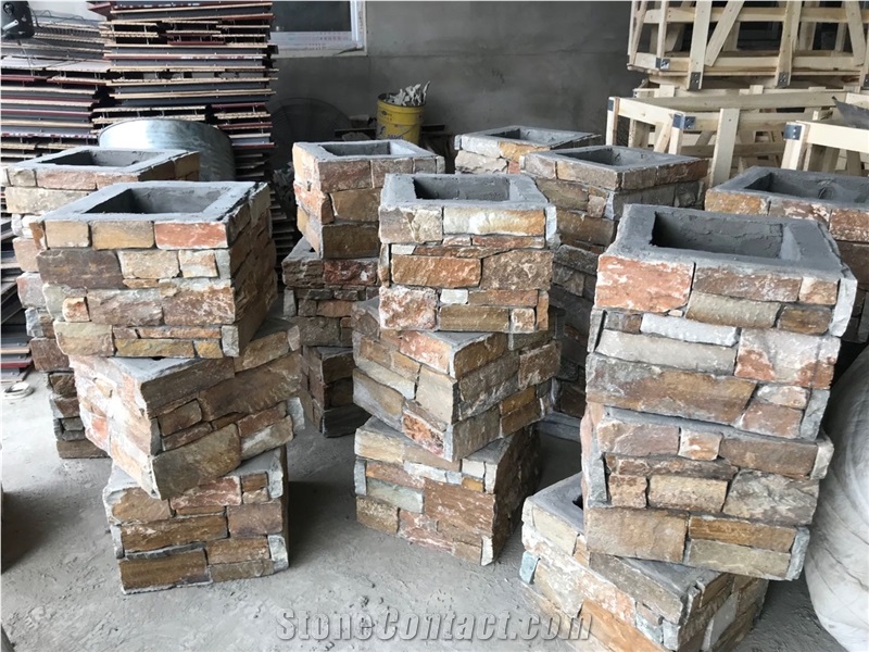 Natural Slate Split Face Culture Stone Column Wall Cladding