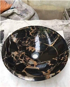 Portoro Marble Round Sinks,Nero Portoro Bathroom Vessel Sinks