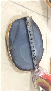 Precious Agate Gemstone Inlayed Sliced Piece Grey Agate for Artworks