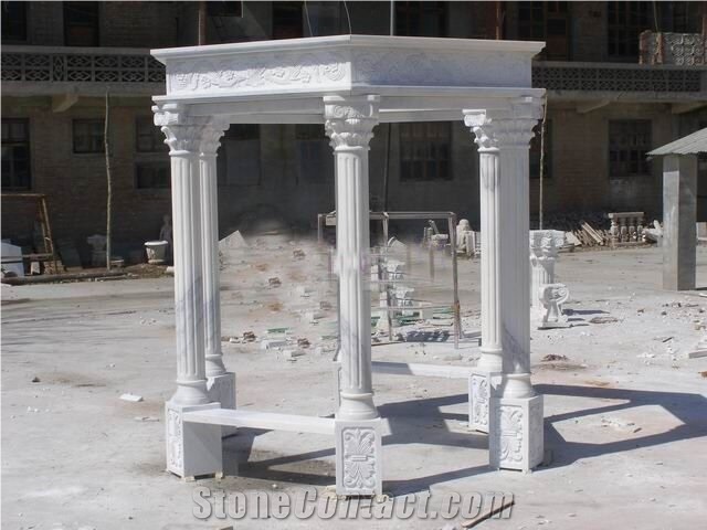 White Marble Pavilions Garden Gazebo Sculptured Gazebo Outdoor Gazebo