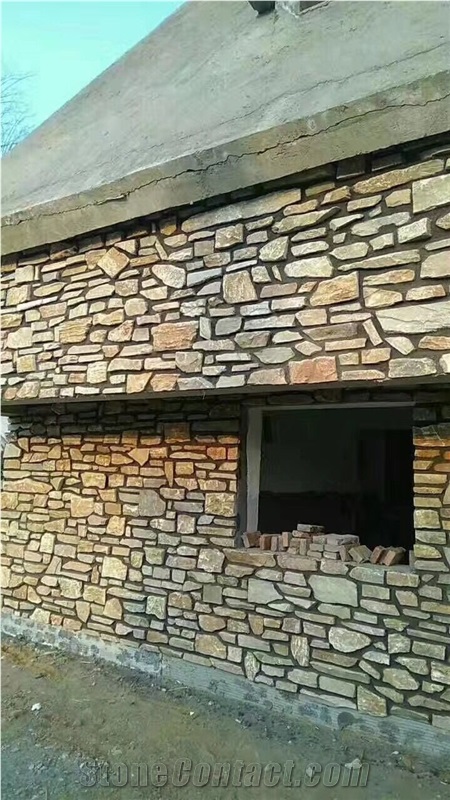 Yellow Rusty Slate Veneer Multicolor Gery Slate Wall Cladding
