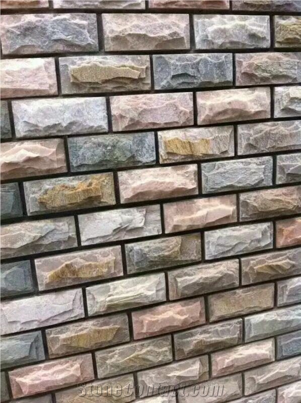 Yellow Rusty Slate Veneer Multicolor Gery Slate Wall Cladding