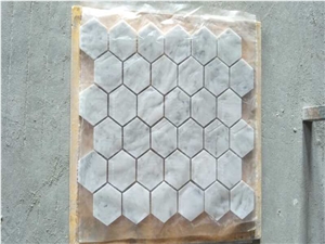 Bianco Carrara White Marble Hexagon Mosaic Tiles Bathroom Wall