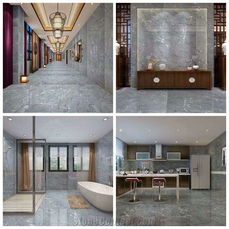 China New Dark Grey Marble Stone Slab Wall Tiles Floor Tiles