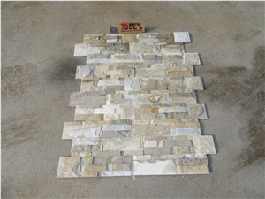 Chinese Natural Split Wooden Yellow Slate Culture Stone Wall Cladding