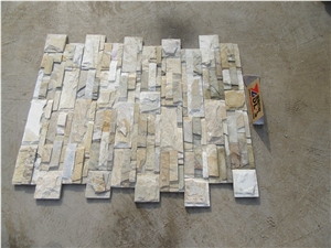 Chinese Natural Split Wooden Yellow Slate Culture Stone Wall Cladding