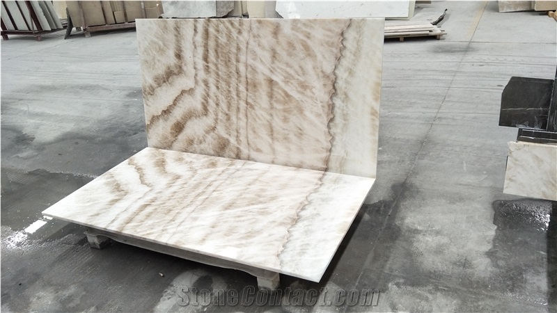 Natural Bookmatch Stone Wooden Ice Onyx