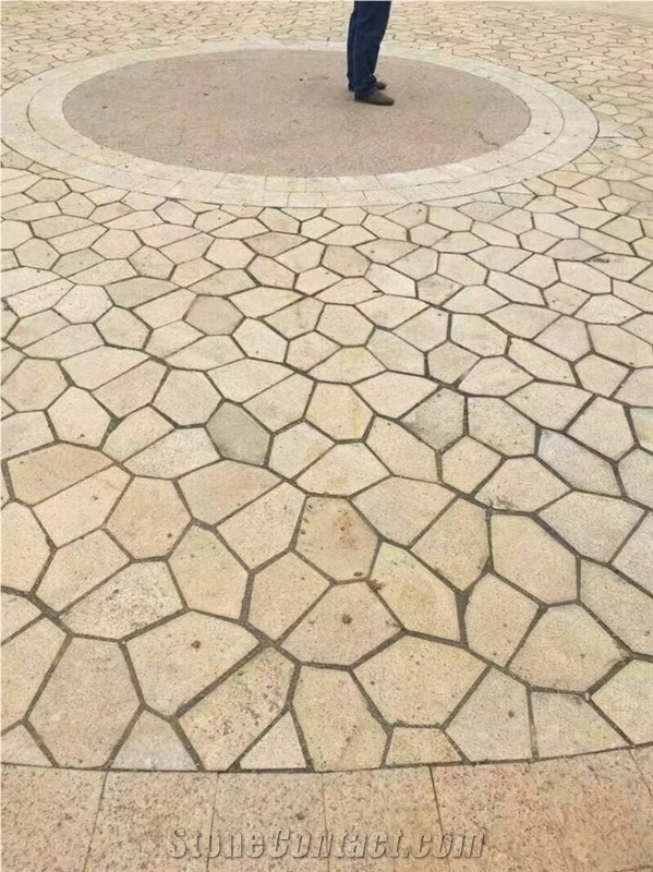 Rusty Yellow G682 Granite Natural Split Random Crazy Pavers Flagstone