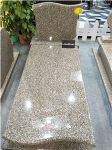 China Brown Granite Lotus Brown Tombstone