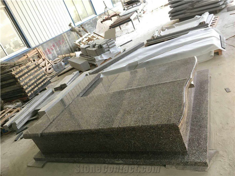 China Brown Granite Lotus Brown Tombstone