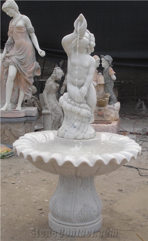 White Marble Angel Sculpture Fountain
