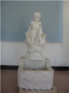 White Marble Angel Sculpture Fountain