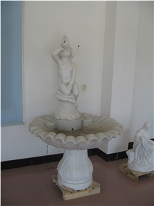 White Marble Angel Sculpture Fountain