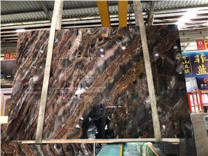 Golden Sandalwood Marble Book Matched Slabs, Flooring Tiles, Tops