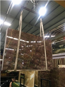 Golden Sandalwood Marble Book Matched Slabs, Flooring Tiles, Tops