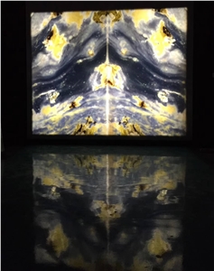 Translucent Book Matched Blue Sky Quartzite Panels for Interior Design